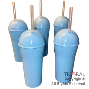 VASO DOMO CON SORBETE 400 ML CELESTE PASTEL x 5